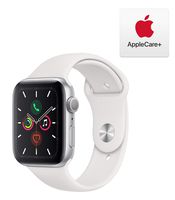 Apple Watch Series 5 (GPS, 44mm) - Silver Aluminum Case with White Sport Band with AppleCare+ Bundle