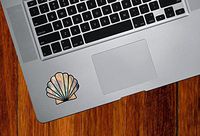 Shell - Scallop Seashell - Stained Glass Style Vinyl Trackpad Tablet Phone Decal - Copyright 2016 Yadda Yadda Design Co. (Size and Color Choices) (Small, 2" w x 1.75" h) (Blue)