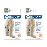 Truform Anti-Embolism 18 mmHg Thigh Length Open Toe Stockings White, Small, 2 Count