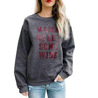 Xia&Han Women's Crew Neck Sweatshirt Letter Print Blouse Loose Casual Long Sleeve Tops Pullover Tunic Dark Gray
