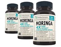 Moringa Extract Powdered Greens Capsules: 4X Nutrition of Leaf Moringa Capsules, Healthy Immune System Supplements Boost Powder Superfood Vegan B Supplement, Pre Workout for Women Weight Loss, 3 PK