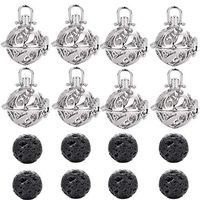 Essential Oil Pendant,Outgeek 8PCS Essential Oil Diffuser Necklace Pendant Elegant Aromatherapy Diffuser Locket Necklace Jewelry Making Pendant with 8pcs Lava Stones