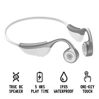 Aztine Bluetooth 5.0 Bone Conduction Open Ear Wireless Headphones, IPX5 Waterproof Sweatproof Sporty Communication Headset for Cycling, Running, Training (White)