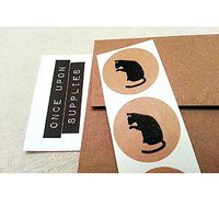 Black Cat Stickers, Rustic Kraft Brown Round Envelope Seals and Party Favor Labels, by Once Upon Supplies, 1.5 Inches, 30 Stickers