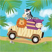 Creative Converting 16 Count Safari Adventure 3-Ply Lunch Napkins, Brown/Green