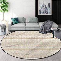RUGSMAT Tan and White Round Rug Kid Carpet,Antique Borders Floor Mat Home Decor Diameter-35