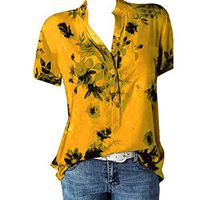 Meikosks Womens Plus Size Short Sleeve Blouses Floral Printing Pocket Tops Easy T Shirt