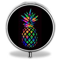 Custom Wanchang Pill Case, Colorful Pineapple Round Compact 3 Metal Portable Pill Container for Daily Use