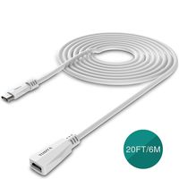 TUSITA Micro USB Power Extension Cable (20ft 6M) - Male to Female Extender Cord for Blink XT2 Outdoor Indoor Home,Ring Stick Up Solar Panel,Arlo Pro,Zmodo - Security Camera Accessories (White)