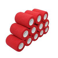 COMOmed Self Adherent Cohesive Bandage Latex FDA Approved 3"x5 Yards First Aid Bandages Stretch Sport Athletic Wrap Vet Tape for Wrist Ankle Sprain and Swelling,Red(12 Rolls)