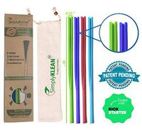 Patent-Pending RESEALABLE, REUSABLE 100% Premium Food Grade Silicone Straws | Easy to Clean | Easy to open and close | Hot and Cold Compatible | BPA-Free (10" Long straws)