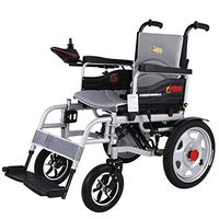 PLLP Medical Rehab Chair, Wheelchair,Heavy Duty Electric Wheelchair, Foldable and Lightweight Powered Wheelchair,Seat Width 45Cm, 360° Joystick, Weight Capacity 150Kg,Grey