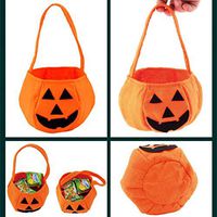 Benlet Cartoon Halloween Candy Bag Pumpkin Non-Woven Handbag Pouch Organizer Straws