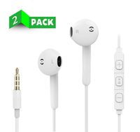 2-Pack Earphones/Earbuds/Headphones, with Stereo Mic and Volume Control for Samsung Galaxy Android Smartphones, 3.5 mm Headphone with Ergonomic Earbuds and Remote Control
