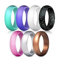 AlexGT Stretchable Silicone Ring - 7 Colors Fit for Sports Outdoors, Workout, Fitness