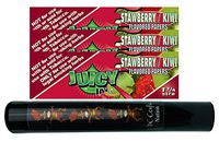Herb Airtight Tube Pocket Protector with Juicy Jay's Strawberry Kiwi 1.25 Flavored Hemp Rolling Papers 3 Count DC Crafts Nation- Tiki Man