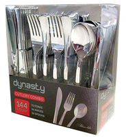 Dynasty Cutlery Disposable Plastic Silverware, 72 Forks, 36 Spoons & 36 Knives Set, 144 Pack