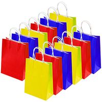 Cooraby 20 Pieces Kraft Paper Bags Superhero Party Supplies Bags Craft Paper Bags with Handle for Birthday, Baby Shower, Wedding and Party Celebrations (Yellow, Red, Royal Blue)