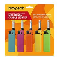 Navpeak Mini Candle Lighter Handy Refillable for Kitchen Fireplace Pilot Light BBQ Grill Stove 5 Pack (Butane Included)