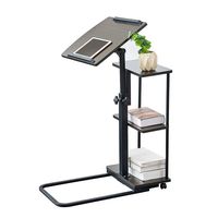 HomeSailing Adjustable Small Mobile Laptop Cart Table on Wheels Black Rolling Desk with Storage Tray Sofa Couch Side Table Overbed Table Medical Hospital Home Use for Corner Narrow