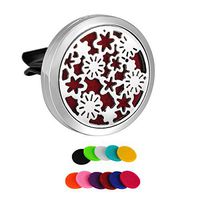 HooAMI Car Air Freshener Aromatherapy Essential Oil Diffuser - Babysbreath Flower 316L Surgical Stainless Steel Locket with Vent Clip