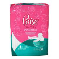 Poise Ultra Thin Pads Long Length Light Absorbency 24 Count (2 Pack)