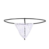 ANJUNIE Transparent Thong Underwear Low Rise See Through Mesh Thong Soft Brief G-String Underpant (1-White, L)