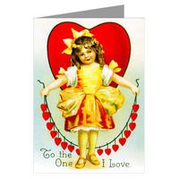 Vintage Valentines Day Note Card Chain of Hearts