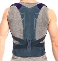 ORTONYX Snug High Back Support Brace Posture Corrector, Rigid Support Thoracic Lumbar Spine for Men and Women - S/M Gray