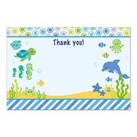 30 Blank Thank You Cards Notes Aquarium Under The Sea Baby Shower Birthday + 30 White Envelopes