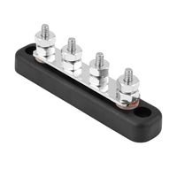 Qiilu Common Line Buss Bar Terminal,100A 4 Screws Ground Distribution Block Junction Block with 2 Stud AC 300V DC 48V