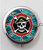 BlackKey Pirate Skull Crossed Swords Pattern 3-Compartment Decorative Pocket Gift Box Case Organizer for Pill, Color 1-91