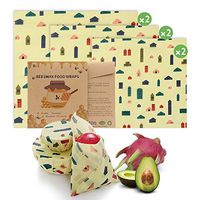 Beeswax Food Wrap, Set of 6 Pack Beeswax Wraps - Eco Friendly Reusable Food Wraps - Sustainable Plastic Free Food Storage - Sandwich Wrappers - Washable Bowl Covers