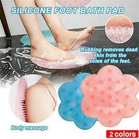 Lazy Bath Massage Pad Silicone Suction Cup Bathroom Shower Mat Non-Slip Bat,Shower Foot Scrubber Brush,Perfect Toilet Floor Shower Massage Pad for Foot & Back Massage (Blue)
