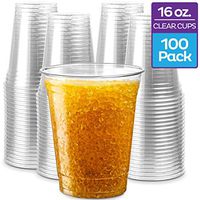 Stack Man [100 Pack - 16 oz.] Clear Disposable Plastic Cups PET Crystal Clear Disposable 16oz Plastic Cups