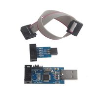 for ATMEL 51 AVR USB ISP ASP Microcontroller Programmer Downloader with Cable + 10Pin to 6Pin Adapter Board Geekstory