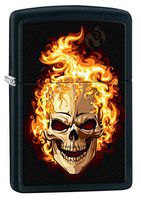 Zippo Lighter: Skull on Fire - Black Matte 76989
