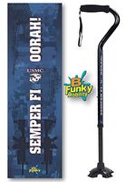 Adjustable Walking Cane Foam Handle Quad Footed Four Pointed Cane Tip US Marines Military