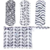 PurRoyyale 3 Pcs + 1 Wet Bag Charcoal Bamboo Reusable Sanitary Pad and Panty Liner, Washable Menstrual Pad, Mama Cloth, Water Proof Wet Bag, Soft and Comfortable, Absorbent, Cloth Menstrual Pad, Eco