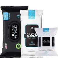 DUDE Wipes Flushable (48ct), DUDE Shower Body Wipes (8ct), & DUDE Face Wipes (30ct) Unscented with Vitamin-E & Aloe - Head to Toe DUDE Combo