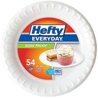 Hefty Everyday Soak Proof 7" Plates - 7" Diameter Plate - Foam Plate - Disposable - White Clear - 54 Piece(s) / Pack