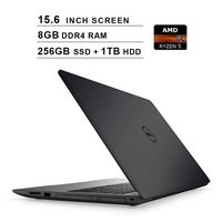 Dell Inspiron 15 5000?15.6 Inch FHD 1080P Laptop - AMD 4-Core Ryzen 5 2500U up to 3.6 GHz, AMD Radeon Vega 8, 8GB DDR4 RAM, 256GB SSD (Boot) + 1TB HDD, HDMI, Bluetooth, WiFi, Windows 10 Home,?Black