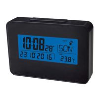 RCC Weather Stations Global Radio Controlled Clock with Blue Backlight Digital Indoor Thermometer Portable Standing Station