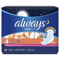 Always Fresh Pads, Maxi, Flexi-Wings, Overnight, Clean Fresh Scent, 24 pads