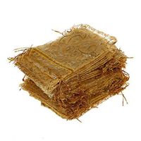Tojwi 100pcs Organza Bags 3.5"x4.3"(9x11cm) Champagne Eyelash Pattern Drawstring Pouches Jewelry Party Wedding Favor Gifts Bags
