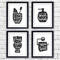 Funny Bathroom Signs (Set of 4) - Unframed - 8x10s | Bathroom Decor Wall Art