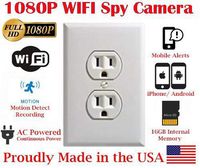 SecureGuard Elite 1080P HD WiFi Wireless IP AC Power Receptacle Outlet Hidden Security Nanny Cam Spy Camera with 16GB Memory (White)