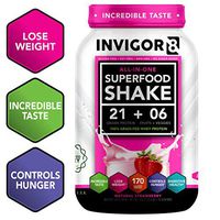 INVIGOR8 Superfood Protein Shake with Immunity Boosters - Gluten-Free Non GMO Meal Replacement Shake with Whey, Probiotics and Omega 3 (645 Grams) (Natural Strawberry)…