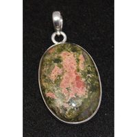 Sterling Silver Natural Unakite Jasper Pendant Jewellery No.3046