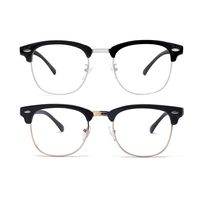 Unisex Blue Light Blocking Glasses Square/Half Frame Eyeglasses Frame Anti Blue Ray for Computer Game Eyewear (214316brightblacksilver-brightblackgold)